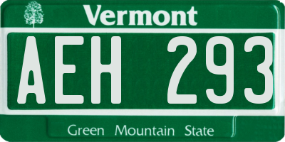 VT license plate AEH293