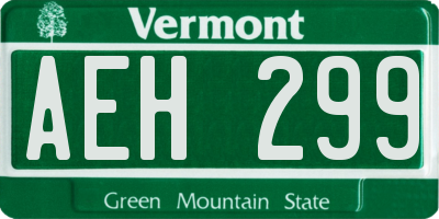 VT license plate AEH299