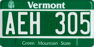 VT license plate AEH305