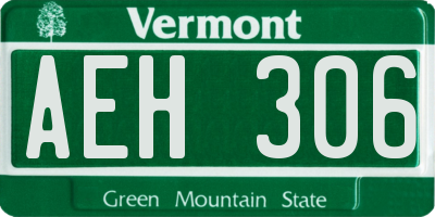 VT license plate AEH306