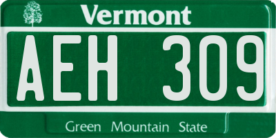 VT license plate AEH309
