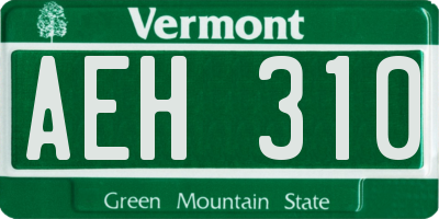VT license plate AEH310