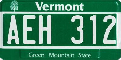 VT license plate AEH312