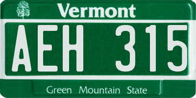 VT license plate AEH315
