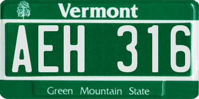 VT license plate AEH316