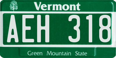 VT license plate AEH318