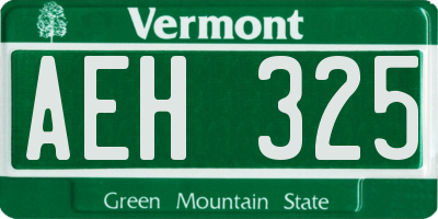VT license plate AEH325