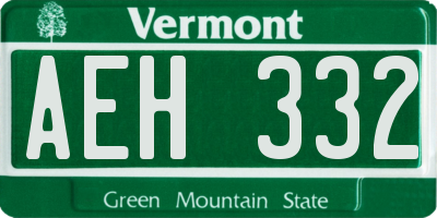 VT license plate AEH332