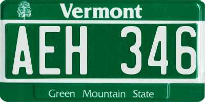 VT license plate AEH346
