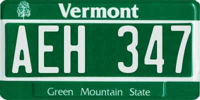 VT license plate AEH347