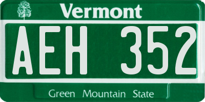 VT license plate AEH352