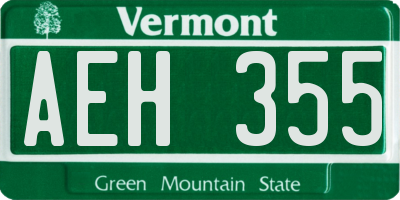 VT license plate AEH355
