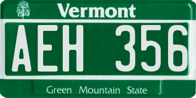 VT license plate AEH356