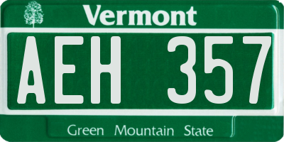 VT license plate AEH357