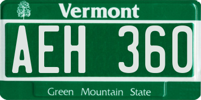 VT license plate AEH360