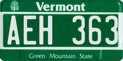 VT license plate AEH363