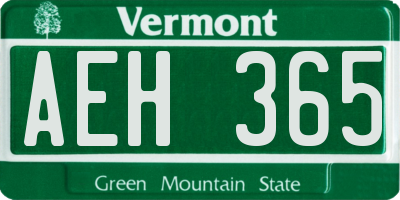 VT license plate AEH365