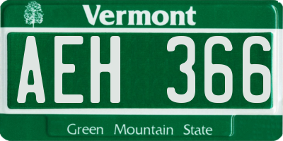 VT license plate AEH366