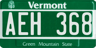 VT license plate AEH368