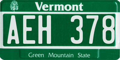 VT license plate AEH378