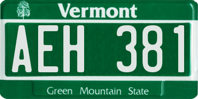 VT license plate AEH381