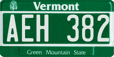 VT license plate AEH382