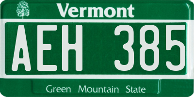 VT license plate AEH385