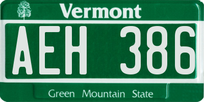 VT license plate AEH386