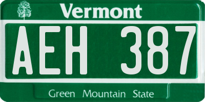 VT license plate AEH387