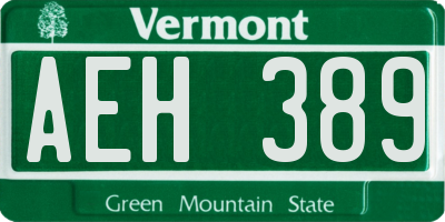 VT license plate AEH389