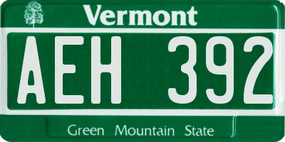 VT license plate AEH392