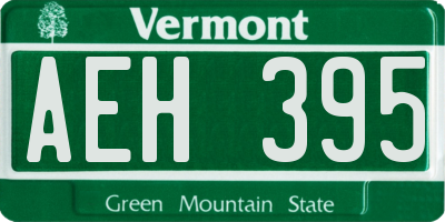 VT license plate AEH395