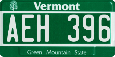 VT license plate AEH396