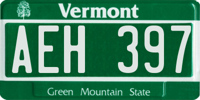VT license plate AEH397