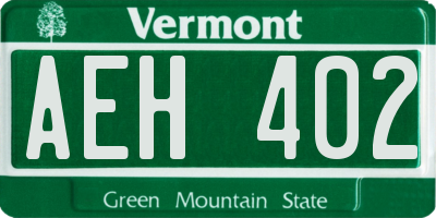VT license plate AEH402