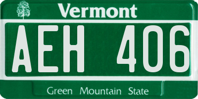 VT license plate AEH406