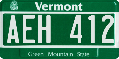 VT license plate AEH412
