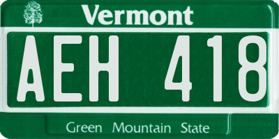 VT license plate AEH418