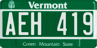 VT license plate AEH419