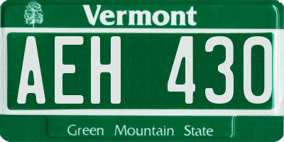 VT license plate AEH430