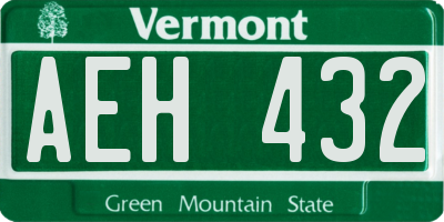 VT license plate AEH432