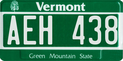 VT license plate AEH438