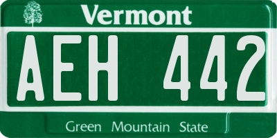 VT license plate AEH442