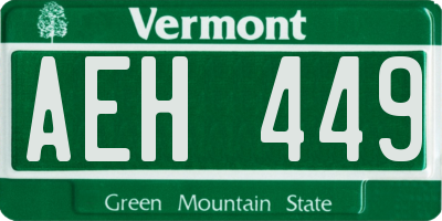 VT license plate AEH449
