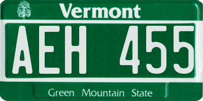 VT license plate AEH455
