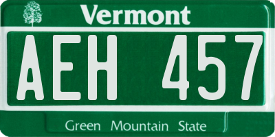 VT license plate AEH457