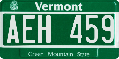 VT license plate AEH459