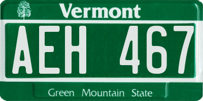 VT license plate AEH467