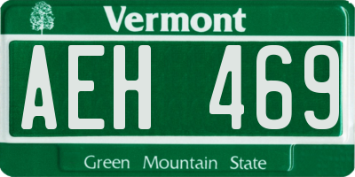 VT license plate AEH469