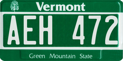 VT license plate AEH472